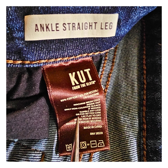 KUT From the Cloth Ankle Straight Leg Cuffed Jeans Size 0 - Picture 4 of 6